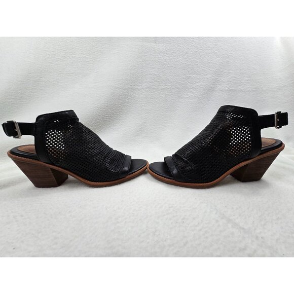 Sofft Milly Size 9M Black Leather Open Toe Perforated Block Heel Sandals Womens - Picture 6 of 7